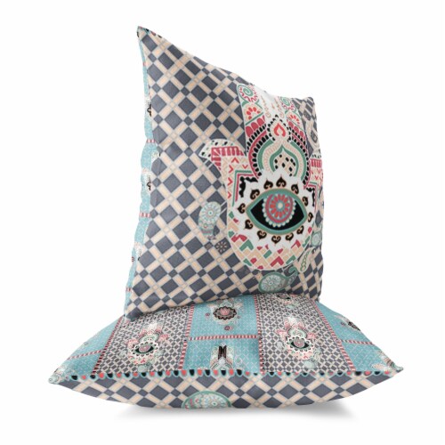 Heavenly Hand Indoor/Outdoor Pillow in Gray 28x28 Perspective: back
