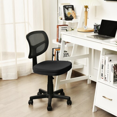 Costway Armless Office Chair Adjustable Swivel Computer Mesh Desk Chair Black Perspective: back