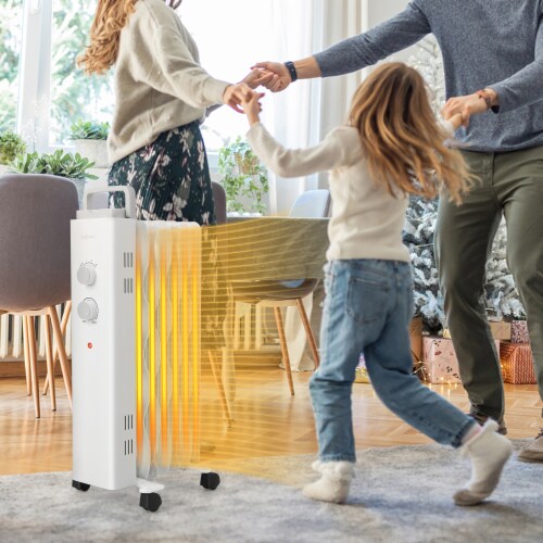Costway 1500W Oil Filled Space Heater Electric Oil Radiant Heater w/ Safety Protection Perspective: back
