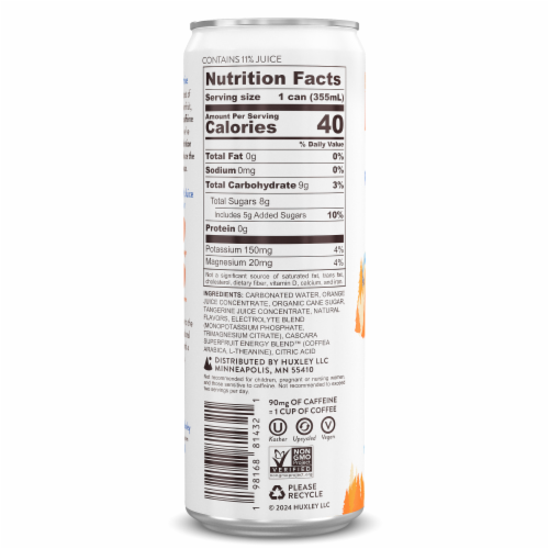 Huxley™ Superfruit Energy Drink Tangerine Teton Perspective: back