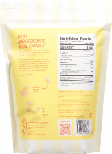 The Real Cereal Company Organic Rise Crisps Bag Perspective: back