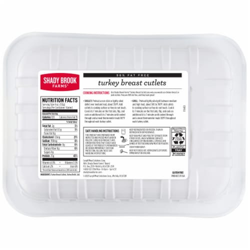 Shady Brook Farms® 98% Fat Free Turkey Breast Cutlets Tray, Fresh Perspective: back