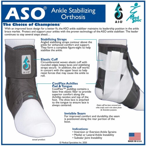 ASO Speed Lacer Black Ankle Brace Medium 12-13  Ankle Circumf. Lace Up for the Foot 223614 Perspective: back