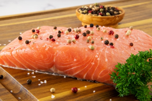 Fresh Atlantic Salmon Half Fillet (Never Frozen) Perspective: back