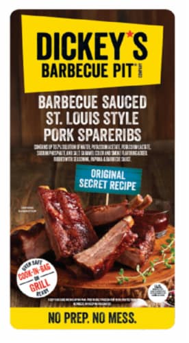 Dickey's Barbecue Pit Barbecue Sauced St. Louis Style Pork Spareribs Perspective: back