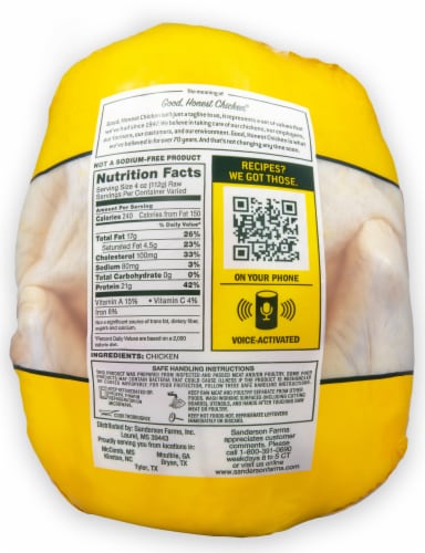 Sanderson Farms Whole Fresh Chicken Perspective: back