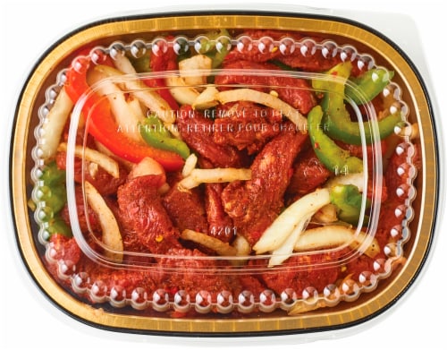 Home Chef Beef Fajitas with Bell Peppers and Onions Perspective: back