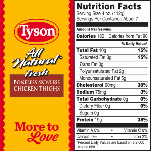 Tyson® All Natural Fresh Boneless Skinless Chicken Thighs Perspective: back