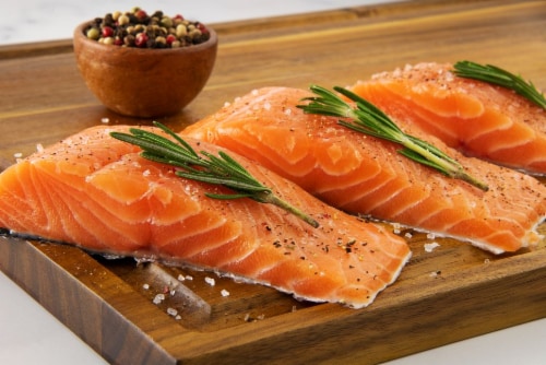 Fresh Atlantic Salmon Portions (Never Frozen) Perspective: back