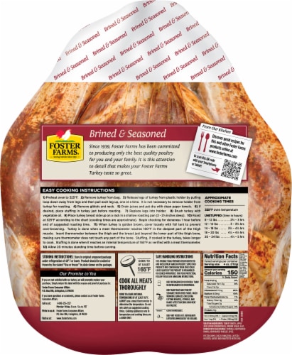 Foster Farms Uncooked Brined & Seasoned Whole Turkey Perspective: back