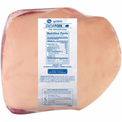 Kroger Natural Fresh Pork Shoulder Picnic Perspective: back