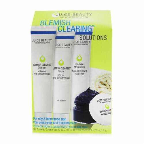 Juice Beauty Blemish Clearing Solutions Kit : Cleanser + Serum + Moisturizer + Mask + Washclo Perspective: back