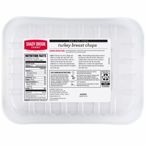 Shady Brook Farms® 98% Fat Free Turkey Breast Chops Tray Perspective: back