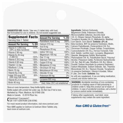 Centrum® Men's Multivitamin / Multimineral Supplement Tablets Perspective: back