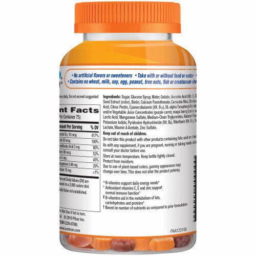Centrum MultiGummies Assorted Natural Fruit Flavors Adult Multivitamin Gummies Perspective: back