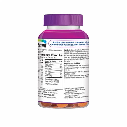Centrum® MultiGummies® Women Natural Fruit Flavored Multivitamin & Multimineral Supplement Perspective: back