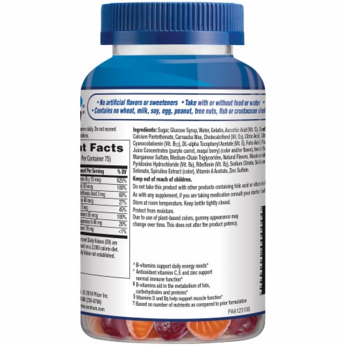 Centrum® MultiGummies® Assorted Natural Fruit Flavored Men Multivitamin Gummies Perspective: back