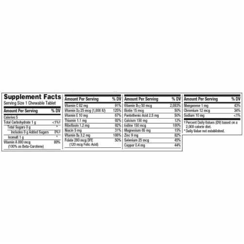 Centrum Adults 50+ Fresh & Fruity Mixed Berry Chewable Tablets Perspective: back