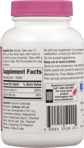 Caltrate 600 Plus Calcium Dietary Supplement Perspective: back