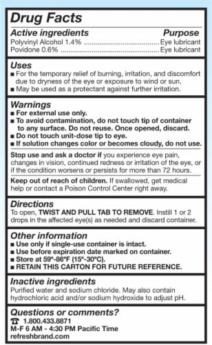 Refresh® Classic Lubricant Eye Drops Perspective: back