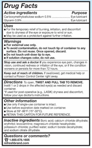 Refresh Optive Lubricant Eye Drop Vials Value Size Perspective: back
