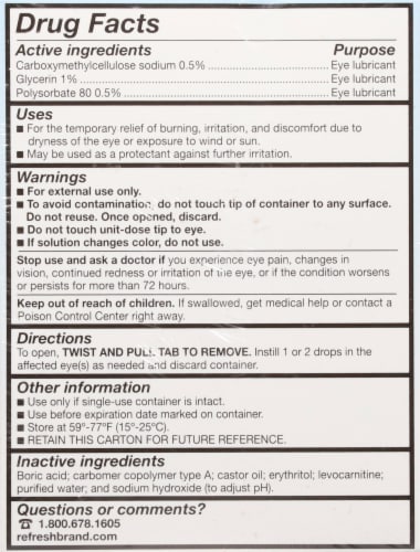 Refresh Optive® Advanced Preservative Free Triple-Action Relief Lubricant Eye Drops Perspective: back