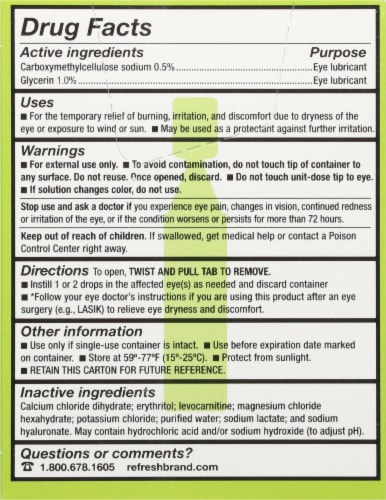 Refresh® Relieva PF Lubricant Eye Drop Vials Perspective: back