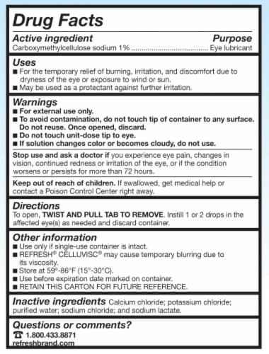 Refresh Celluvisc Lubricant Eye Drops Perspective: back