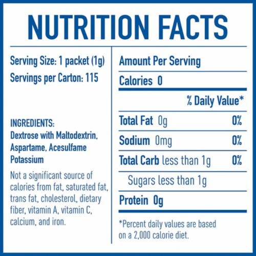 Equal® Zero Calorie Sweetener Packets Perspective: back