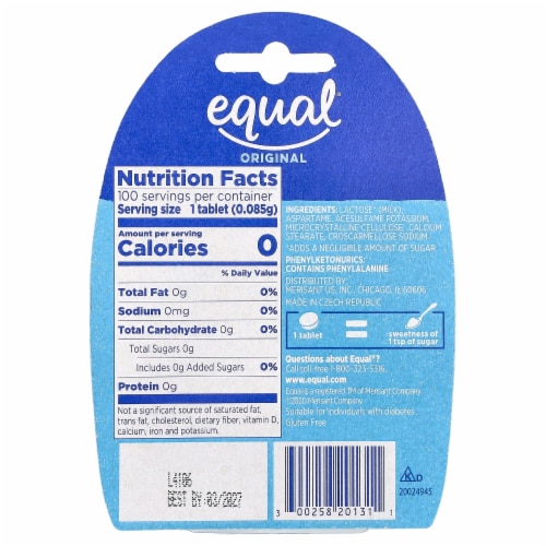 Equal Zero Calorie Sweetener Original - 100 Tablets Perspective: back