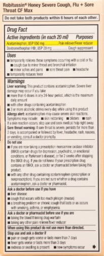 Robitussin Honey Severe Cough Flu & Sore Throat Day & Night Liquid Medicine Perspective: back