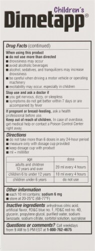 Dimetapp® Children's Grape Flavor Cold & Allergy Liquid Medicine Perspective: back