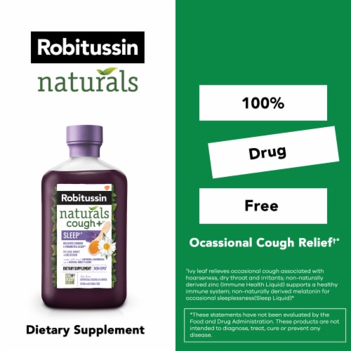 Robitussin Naturals Cough + Sleep Dietary Supplement Cough Relief and Sleep Syrup Perspective: back