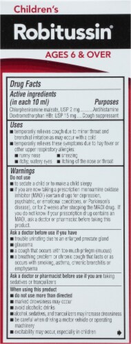 Robitussin® Children's Long-Acting Fruit Punch Flavor Cough and Cold Relief Liquid Perspective: back