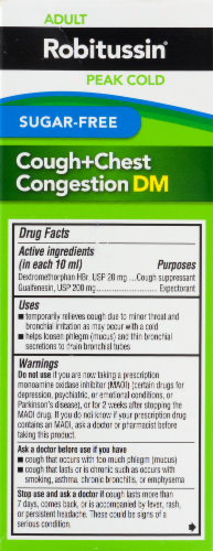 Robitussin Peak Cold Sugar Free DM Medicine Perspective: back