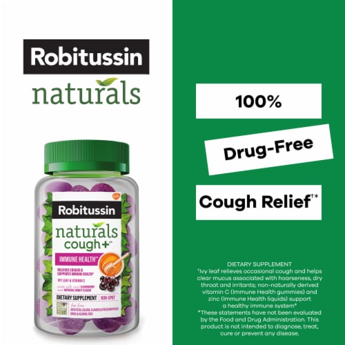 Robitussin Naturals Cough Relief & Immune Ivy Leaf & Vitamin C Health Gummies Perspective: back