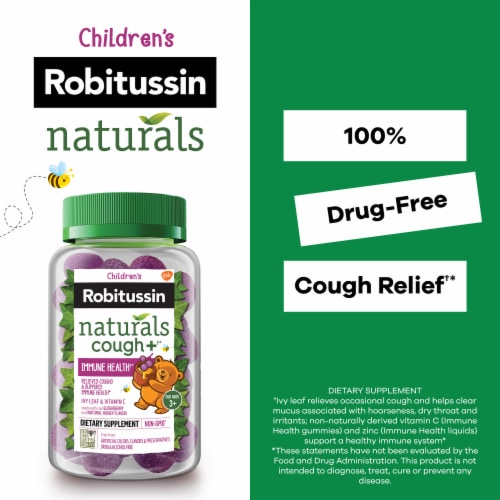 Children’s Robitussin Naturals Cough Relief & Immune Health Gummies Perspective: back