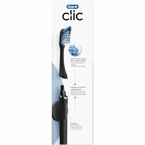 Oral-B® Clic™ Matte Black Manual Toothbrush & Magnetic Holder Perspective: back