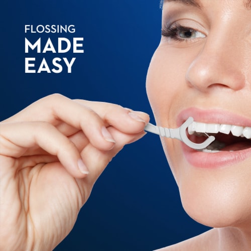 Oral-B Glide Cavity Protection Floss Picks, Helps Prevent Cavities, Unflavored, 75 Floss Picks Perspective: back