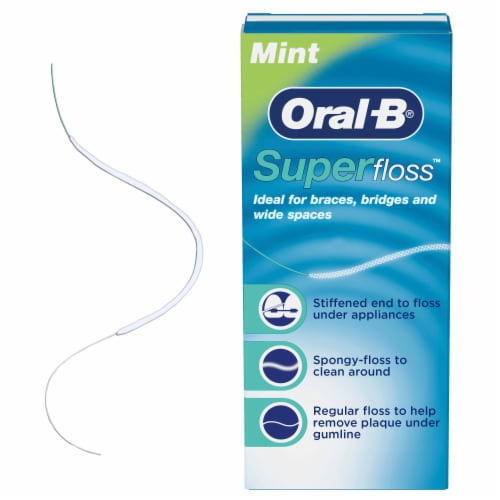 Oral-B Super Floss Pre-Cut Strands, Dental Floss for Bridges, Braces and  Wide Spaces, 50 Strands