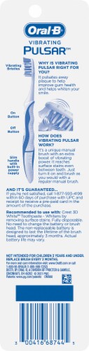 Oral-B Manual PULSAR Adult Manual Toothbrush 35 Tufts Long Handle Soft Perspective: back
