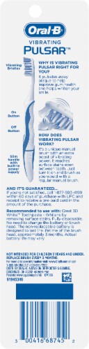 Oral-B 3D White Luxe Pulsar™ Battery Powered Medium Toothbrush Perspective: back