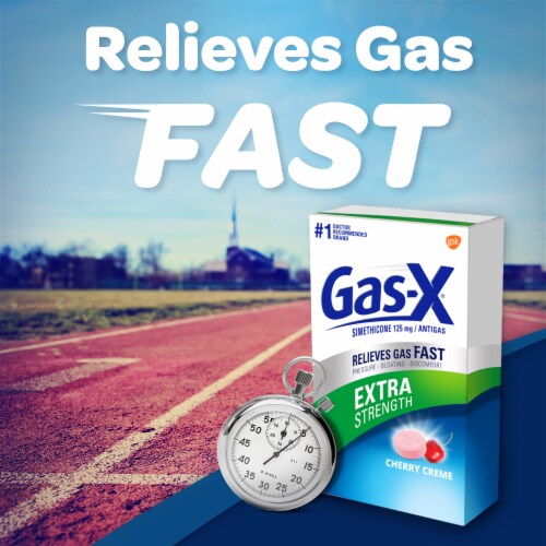 Gas-X Extra Strength Chewable Gas Relief Tablets with Simethicone 125 mg Cherry Perspective: back