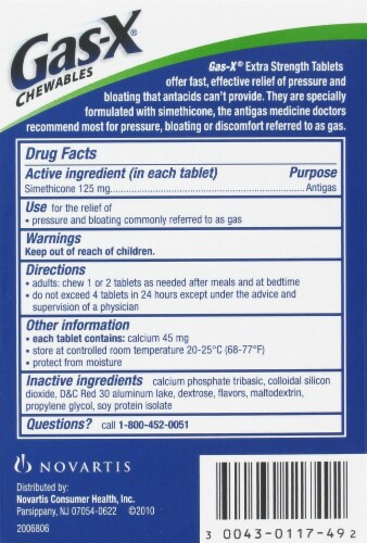 Gas-X Cherry Antacid Chewable Tablets Perspective: back