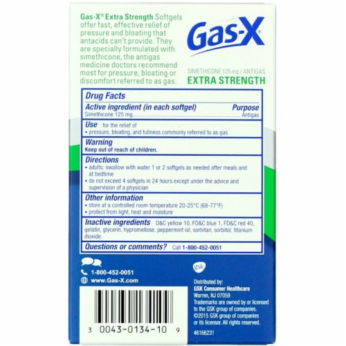 Gas-X Extra Strength Gas Relief Softgels, 10 Ct Perspective: back