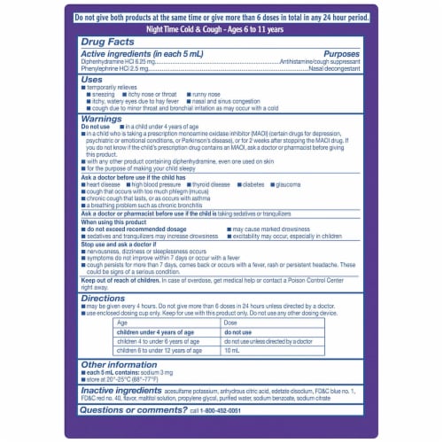 Triaminic® Children’s Cherry Flavor Day Time and Grape Flavor Night Time Cold & Cough Syrup Perspective: back
