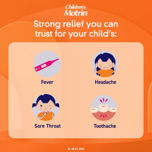 Children's Motrin Ibuprofen Berry Flavored Kids Medicine Perspective: back