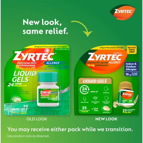 Zyrtec 24 Hour Allergy Relief Liquid Gels Cetirizine HCl Perspective: back