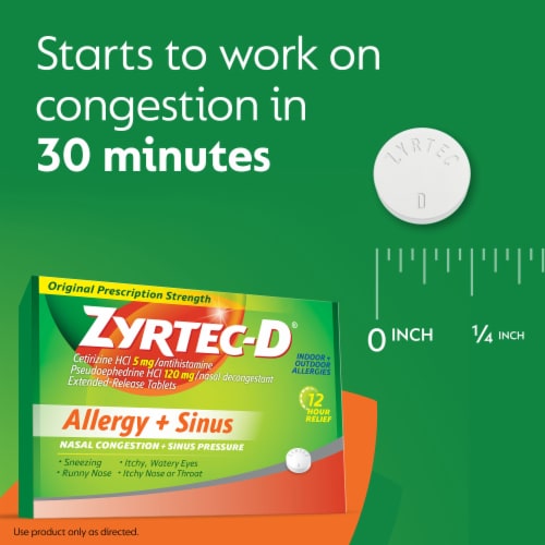 Zyrtec-D 12 Hour Allergy Relief & Nasal Decongestant Tablets Perspective: back