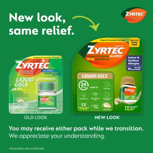 Zyrtec® 24-Hour Allergy Cetirizine Antihistamine Liquid Gels 10mg Perspective: back